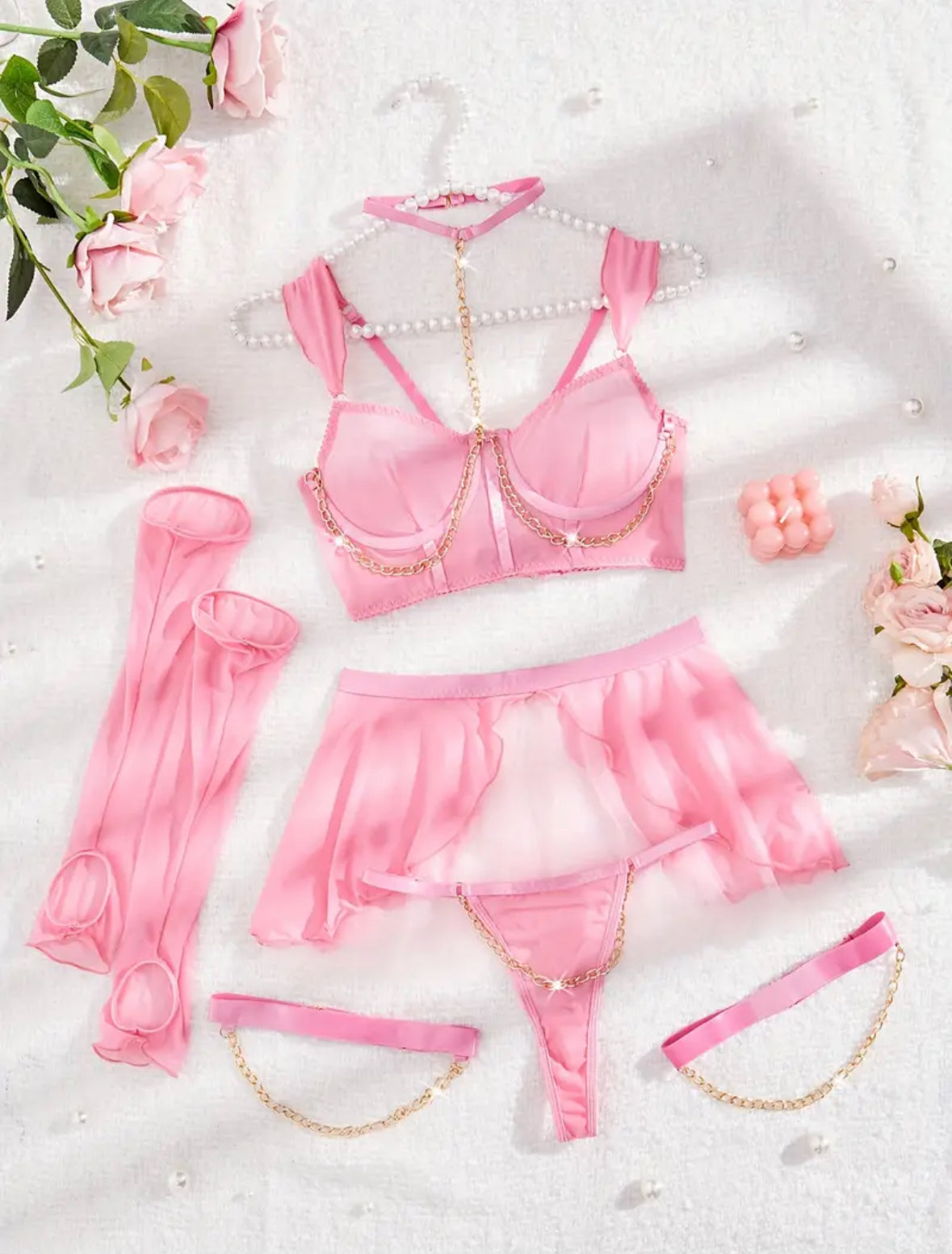 Conjunto Lencería Princesa Rosado (S)