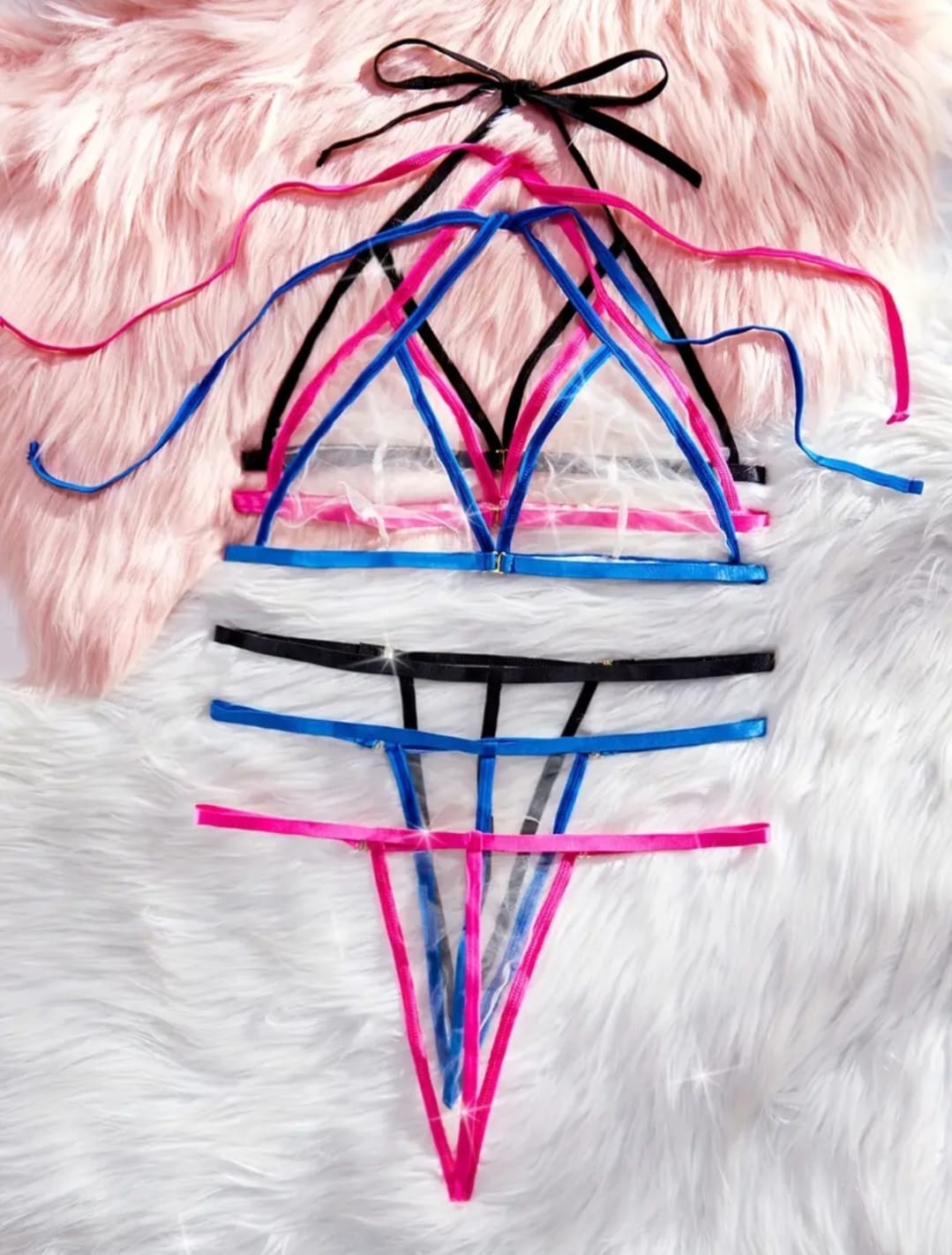 Trio de Conjuntos Importados POR UNIDAD (Azul, Fucsia y Negro) (S-M)