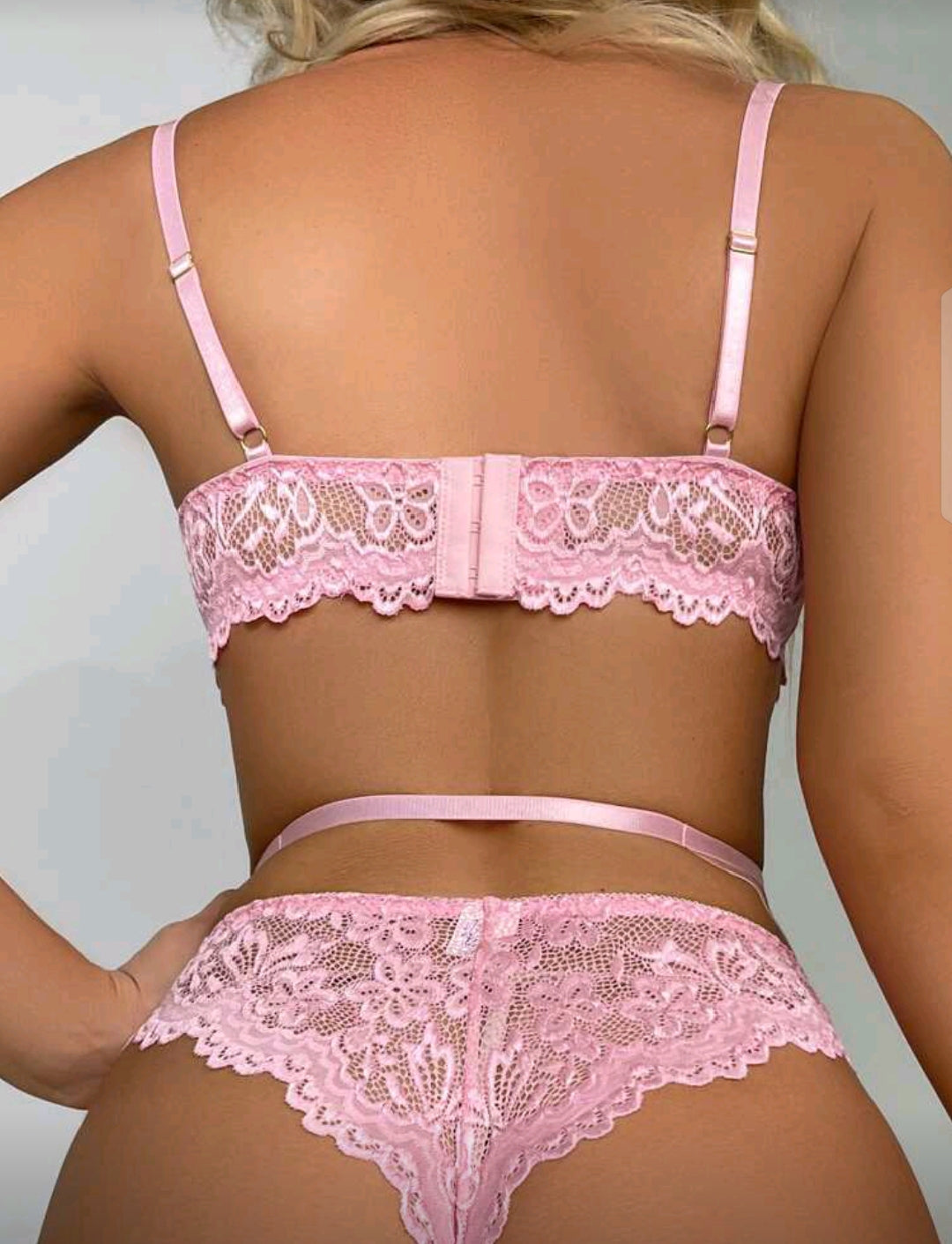 Conjunto ligueros rosa