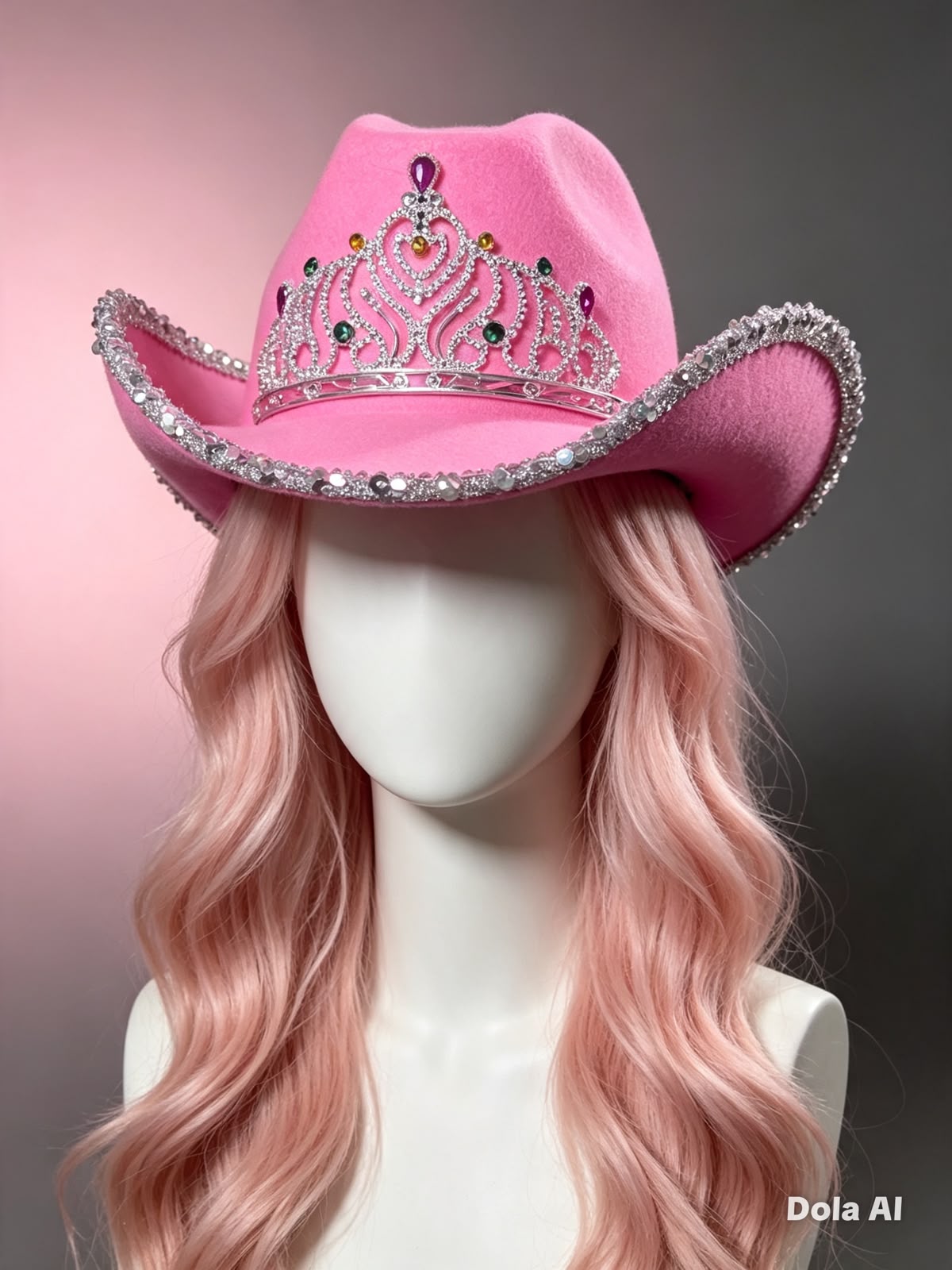 Sombrero vaquera rosada