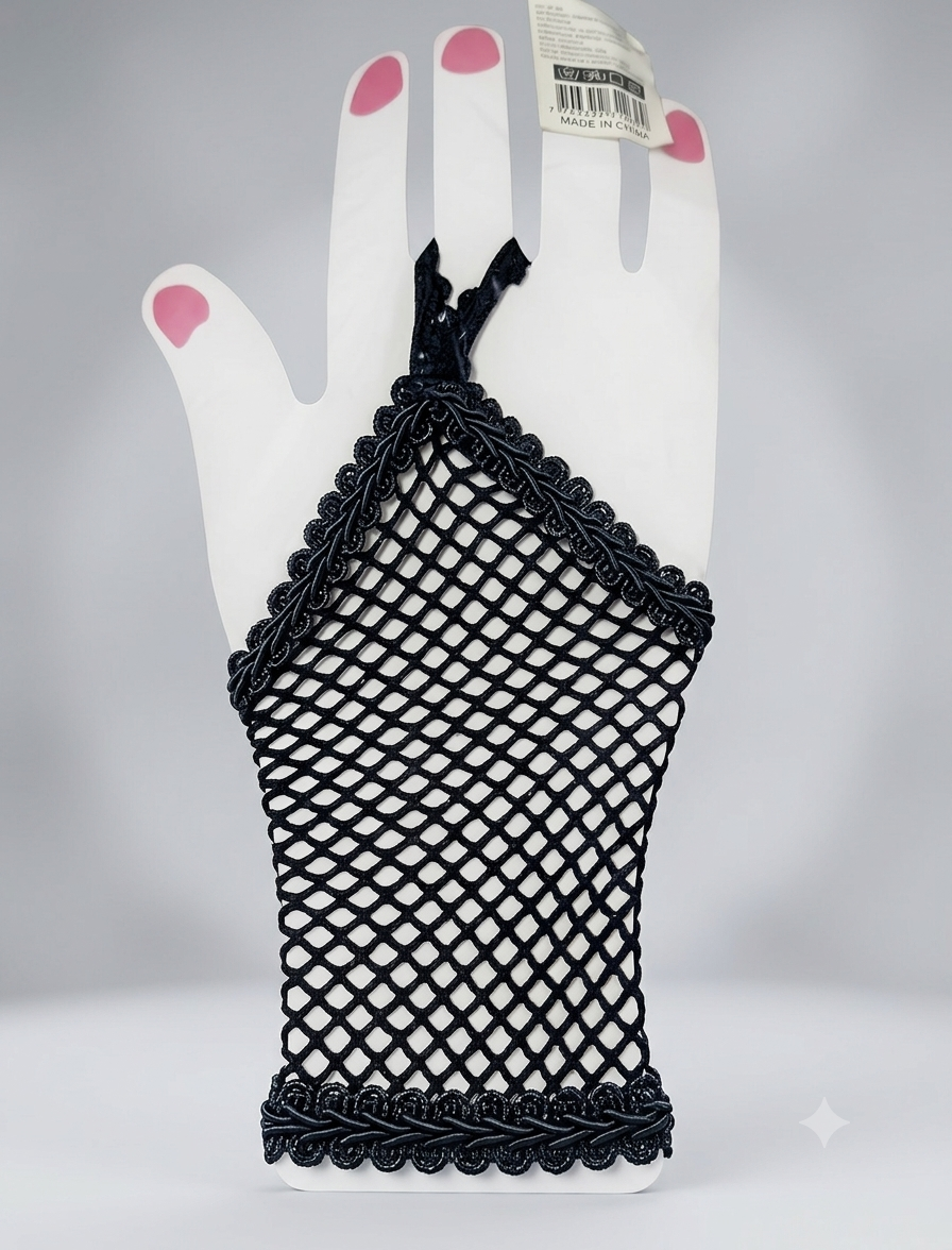 Guantes Cortos de Malla con Enganche de Dedo - Negro y rojo