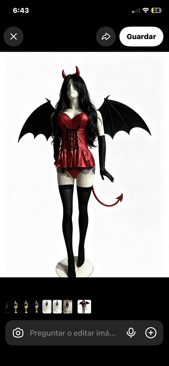 Disfraz de diabla incluye vestido alas y diadema Talla S