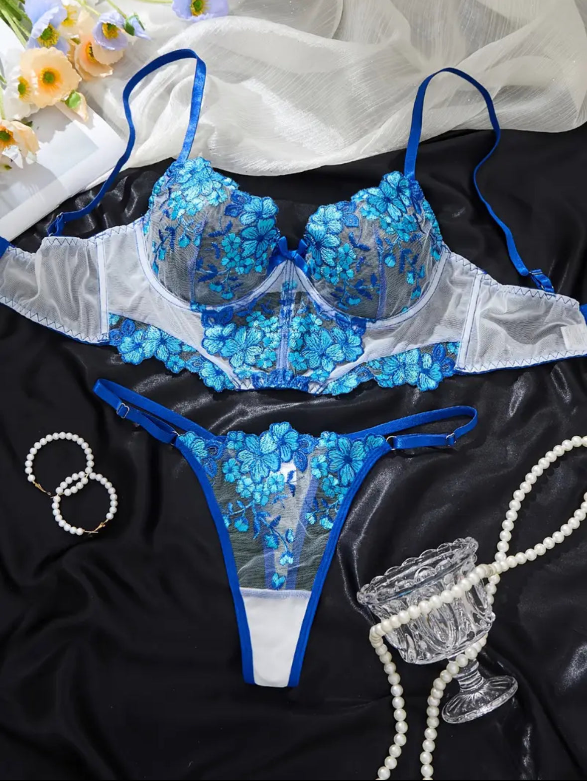 Conjunto Lencería Corset Azul (S)