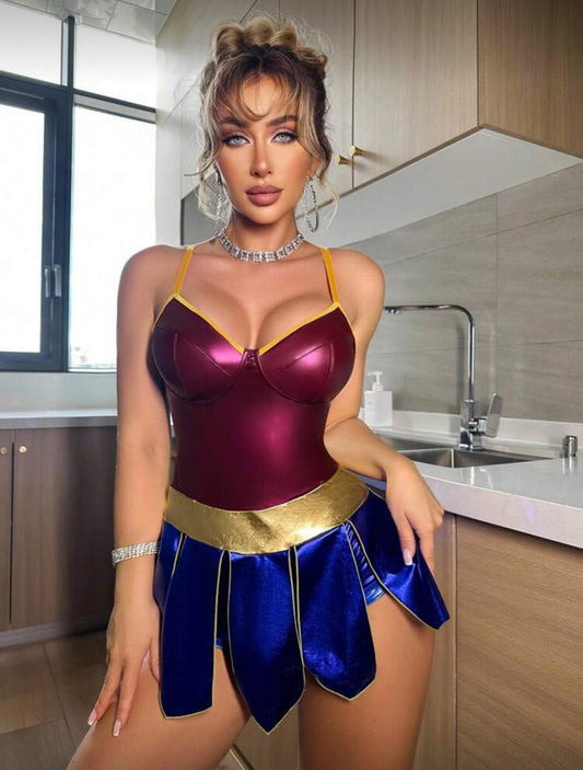 💗Disfraz Mujer Maravilla Vestido con Short (S)💗