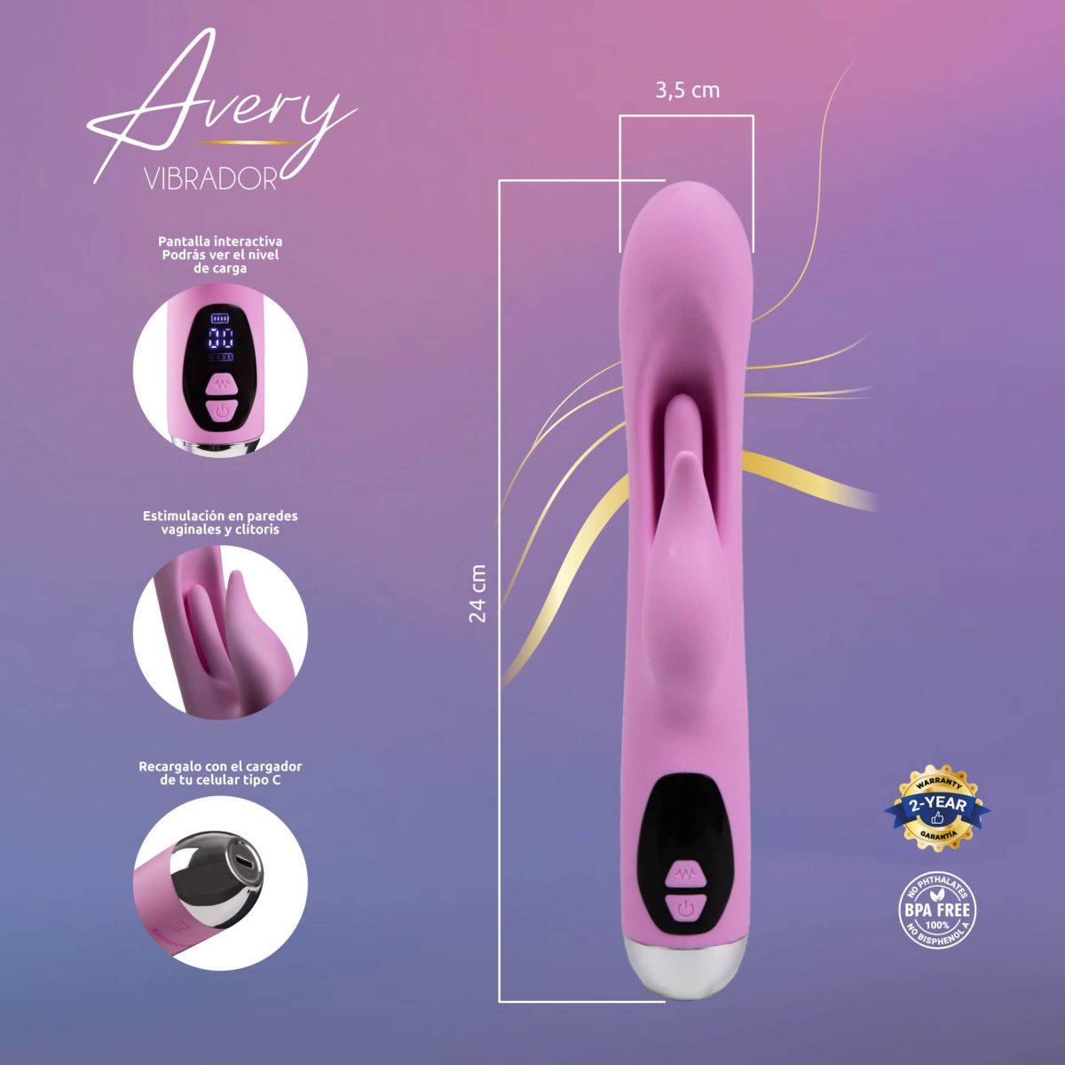 Vibrador Rabbit Avery Majestic Pro con Carga USB-C CamToyz