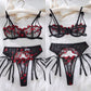 Conjunto Liguero Negro con Rojo S-M (no incluye medias ni ligas)
