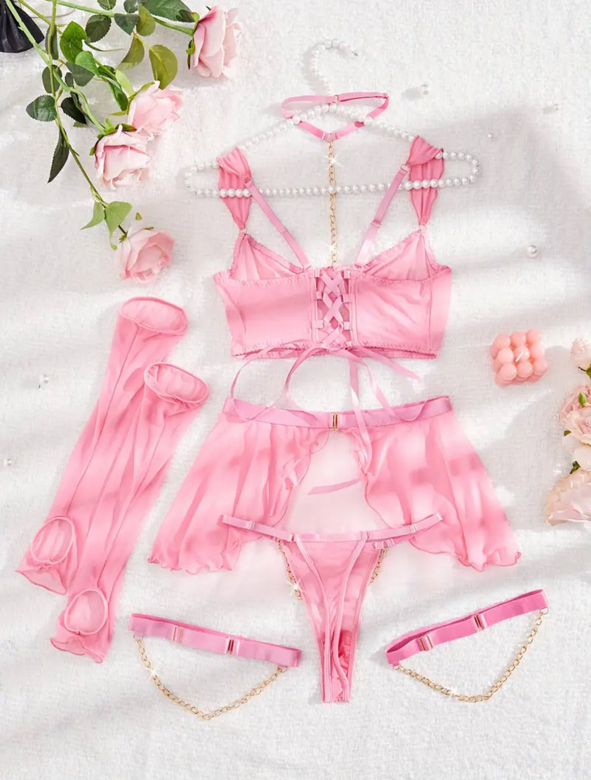 Conjunto Lencería Princesa Rosado (S)