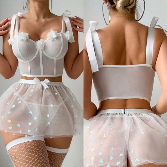 Conjunto Faldita Blanco con Medias S-M