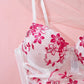 Conjunto Lencería Corset Blanco/Fucsia (M)