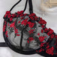 Conjunto Liguero Negro con Rojo S-M (no incluye medias ni ligas)