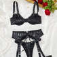 Conjunto LenceríaLiguero Tipo cuero Negro (M)