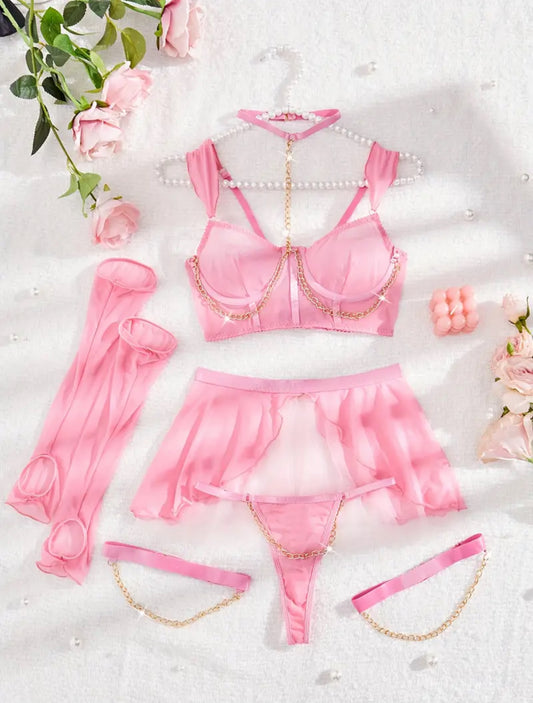 Conjunto Lencería Princesa Rosado (S)