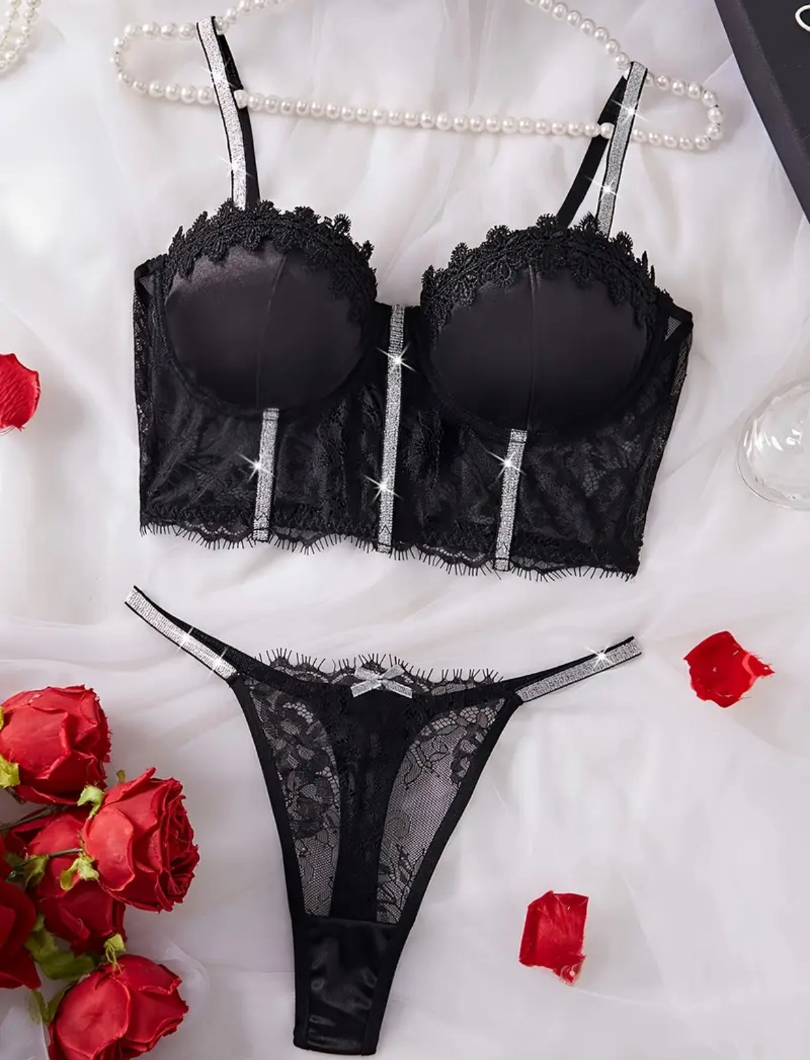 Conjunto Lencería Corset Negro (M)