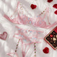 Conjunto Lencería Liguero Palo de Rosa con Flores (M)