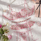 Conjunto Lencería Liguero Rosa Flores (S)