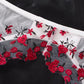 Conjunto Lencería Liguero Blanco Con Rojo + Medias blancas (M)