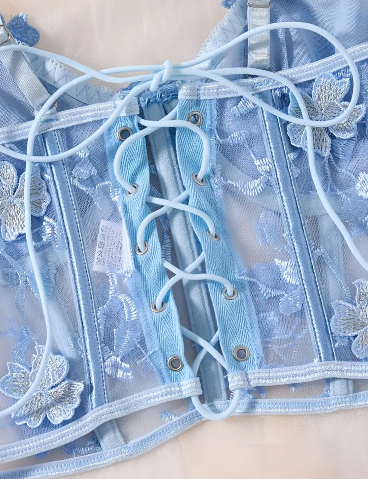 Conjunto Lencería Corset Celeste (M)