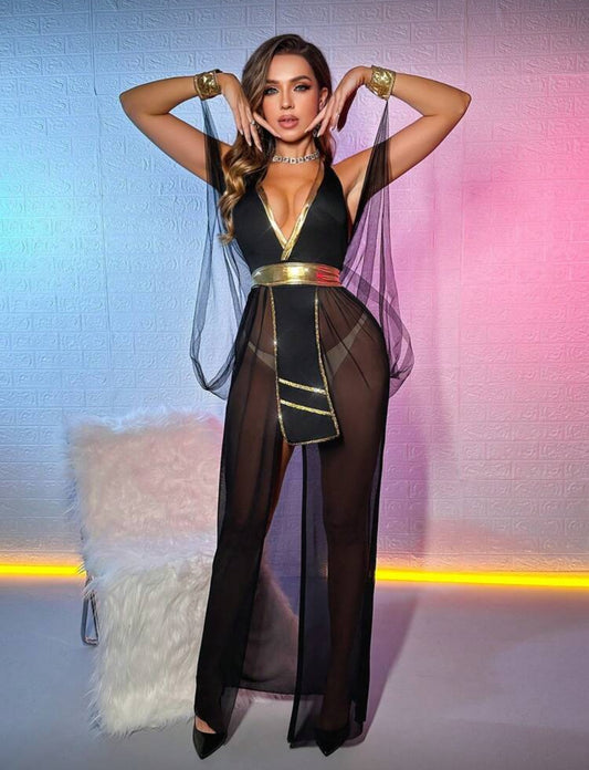 💗Disfraz Egipcia Cleopatra Vestido Negro con Short (S-M-L)💗