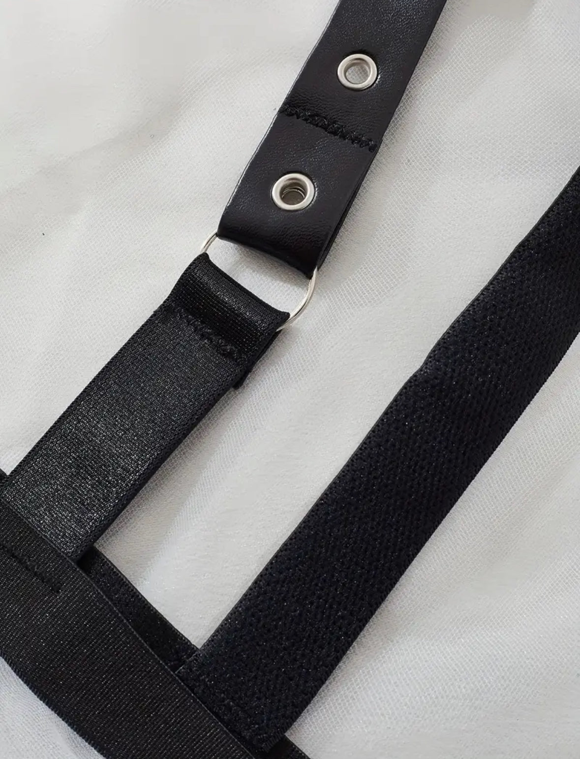 Conjunto LenceríaLiguero Tipo cuero Negro (M)