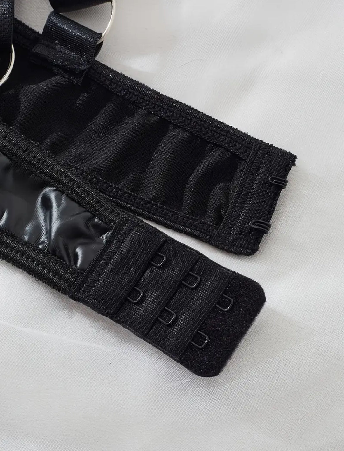 Conjunto LenceríaLiguero Tipo cuero Negro (M)