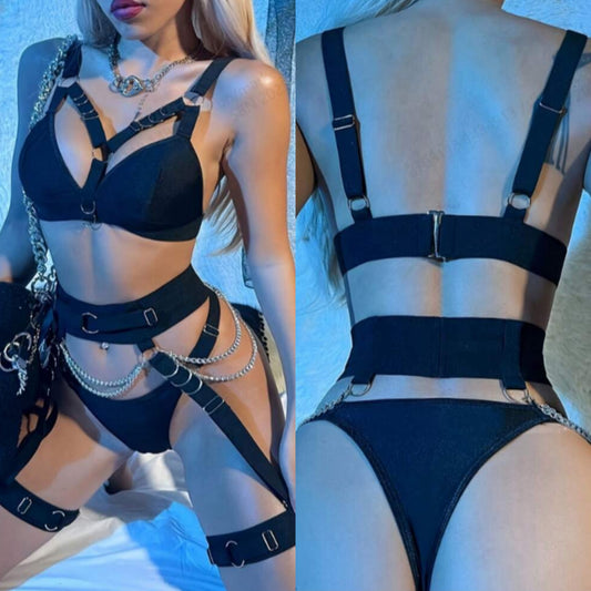 Conjunto Liguero Con Cadenas S-M