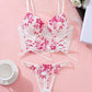Conjunto Lencería Corset Blanco/Fucsia (M)
