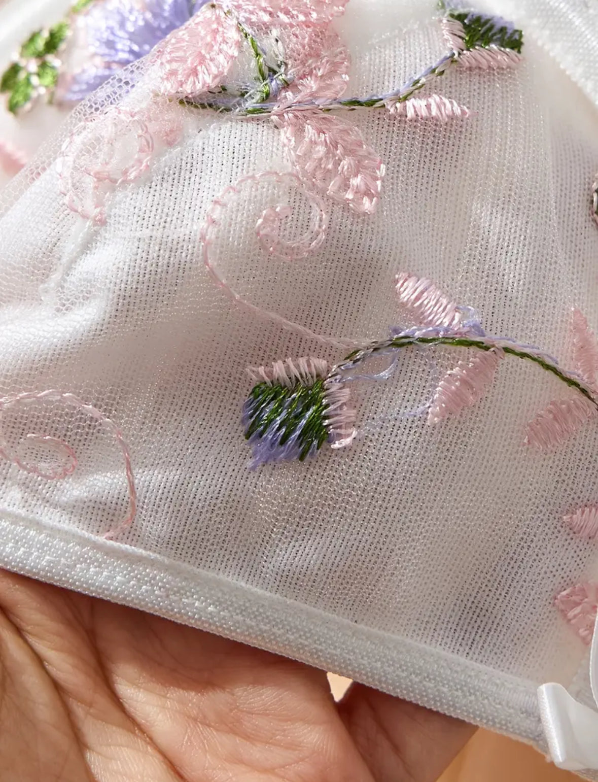Conjunto Lencería Corset Blanco Flores (S)
