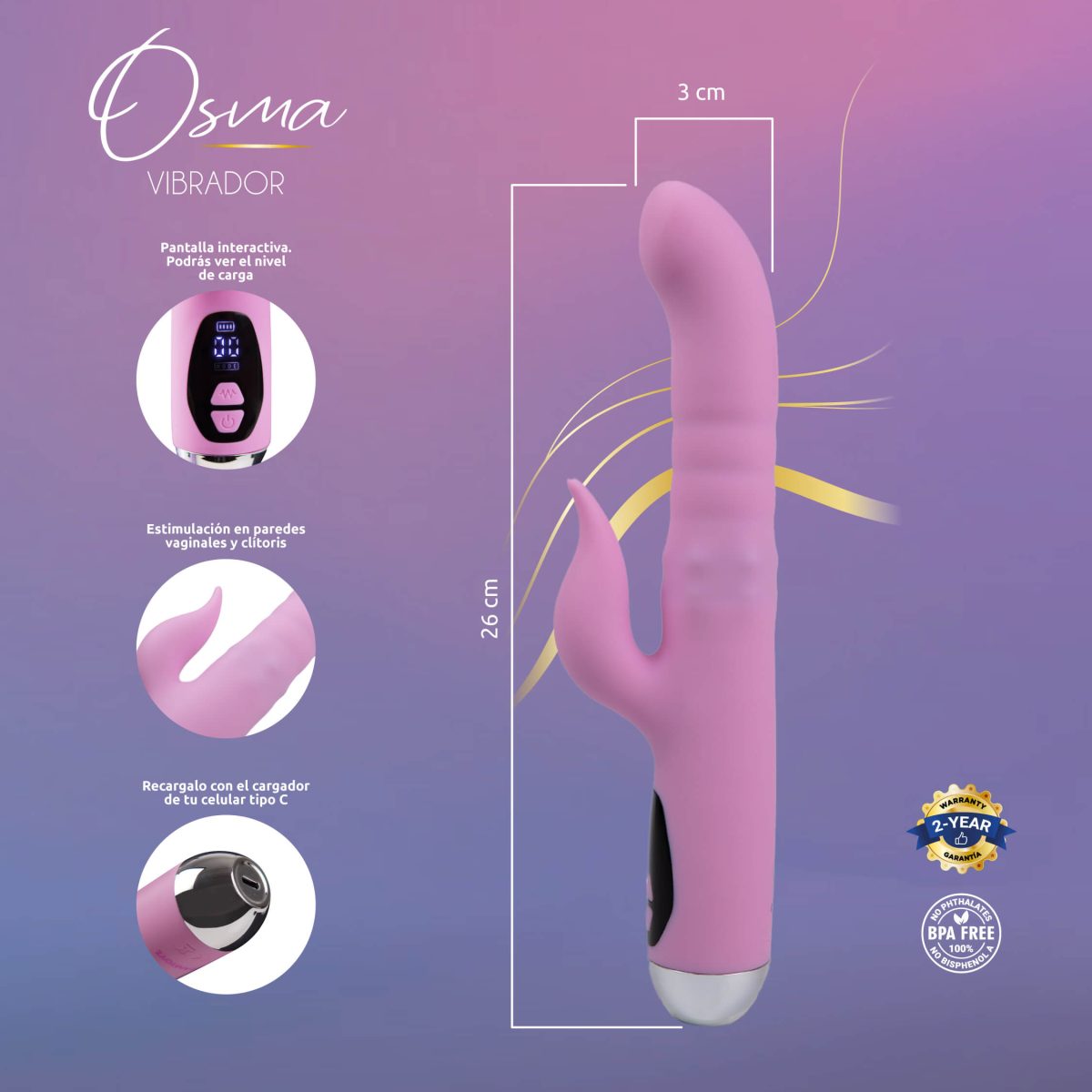 Vibrador Rabbit Osma Majestic Pro con Carga USB-C CamToyz