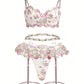Conjunto Lencería Liguero Rosa Flores (S)