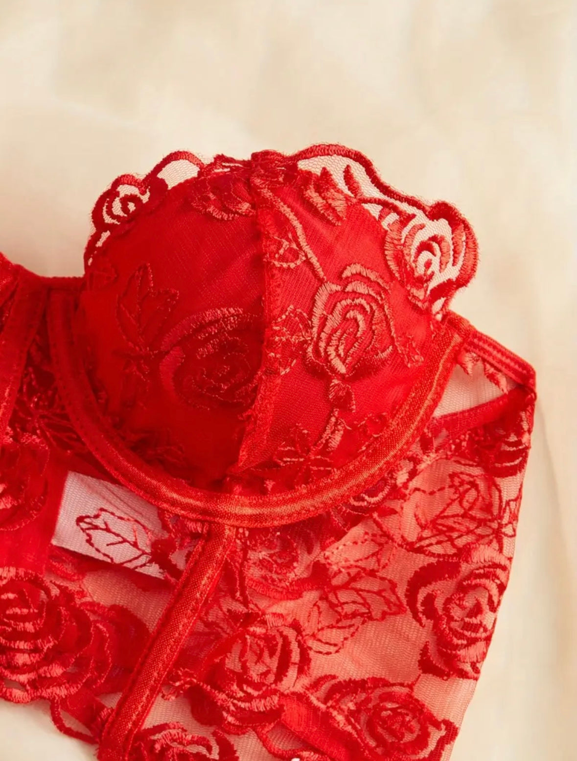 Conjunto Lencería Corset Rojo (M)