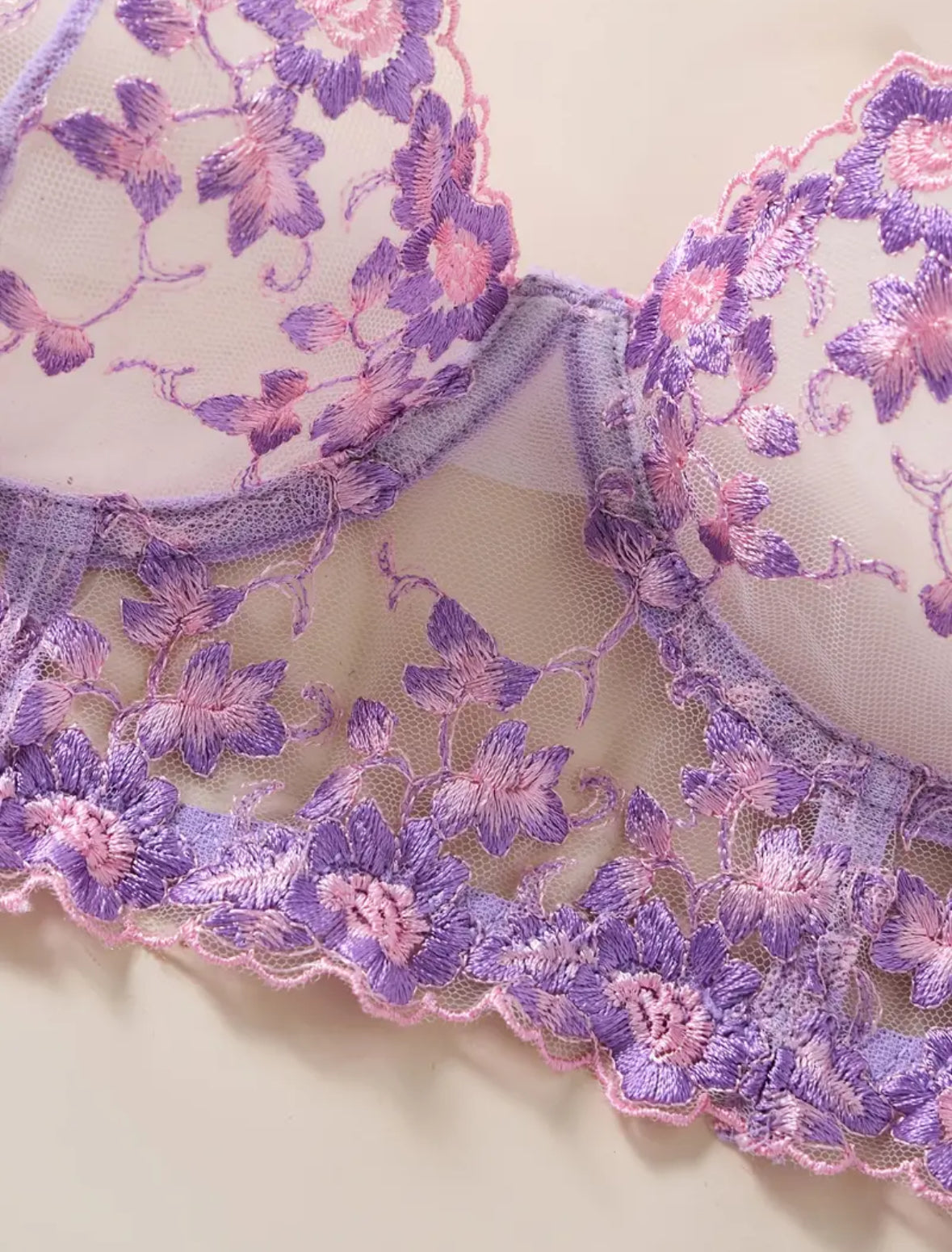 Conjunto Lencería Corset Lila Floral (M)