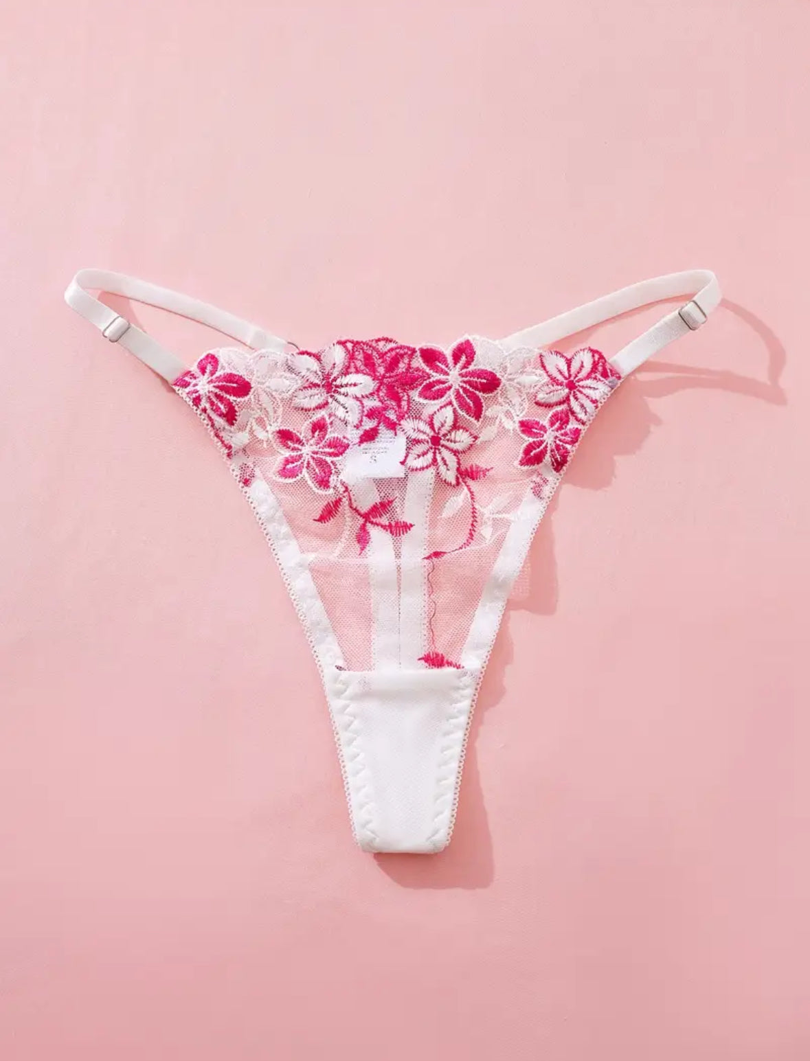 Conjunto Lencería Corset Blanco/Fucsia (M)