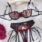 Conjunto Liguero Negro con Rojo S-M (no incluye medias ni ligas)