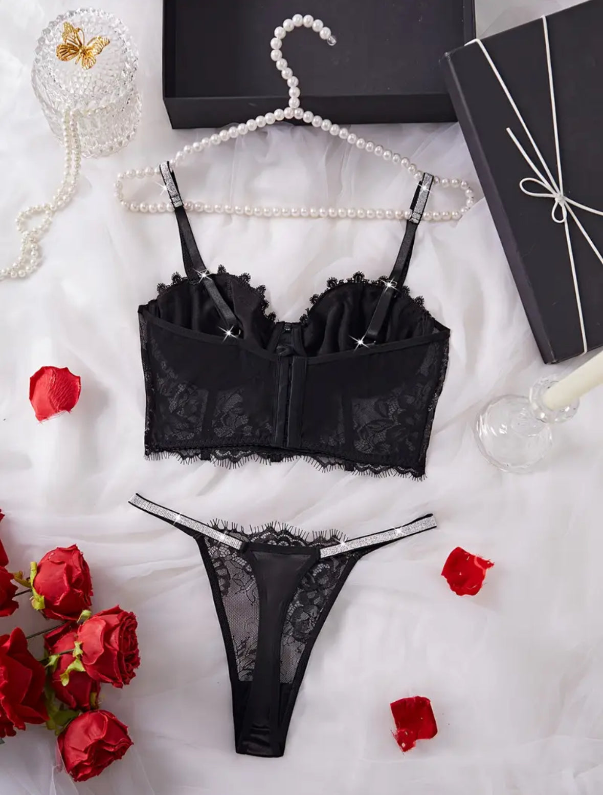 Conjunto Lencería Corset Negro (M)