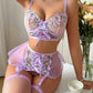 Conjunto Liguero Lila Flores S-M