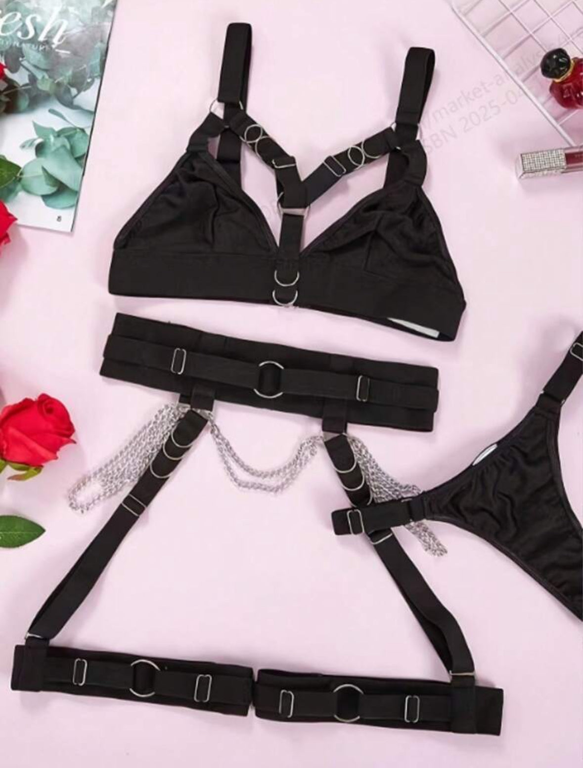 Conjunto Liguero Con Cadenas S-M