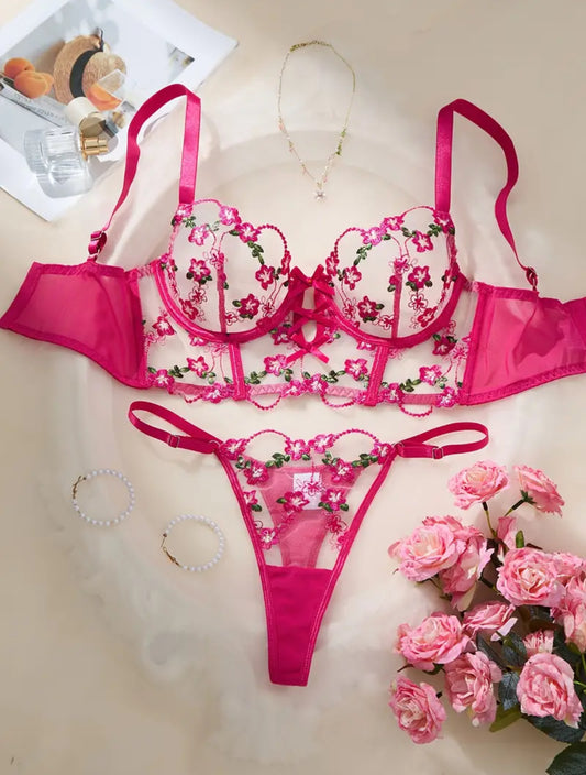 Conjunto Lencería Corset Fucsia (S)