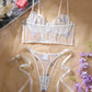 Conjunto Lencería Corset Blanco Flores (S)
