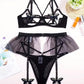 Conjunto Liguero Negro Mariposa Importado (M)