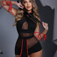 Disfraz Ninja Mono Negra/Rojo Importado (XS-S-M)