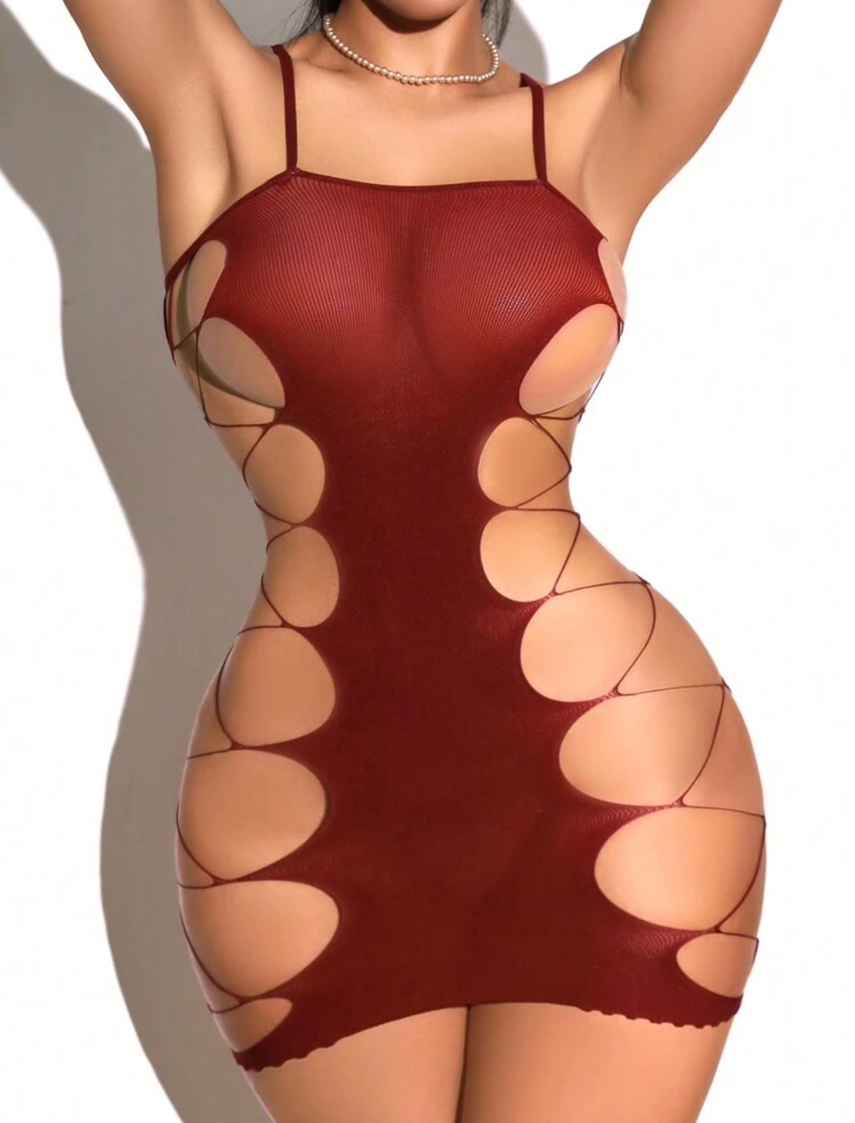 Malla Vestido Vinotinto Importado