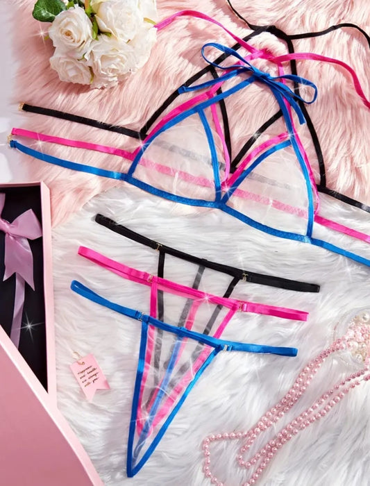 Trio de Conjuntos Importados POR UNIDAD (Azul, Fucsia y Negro) (S-M)
