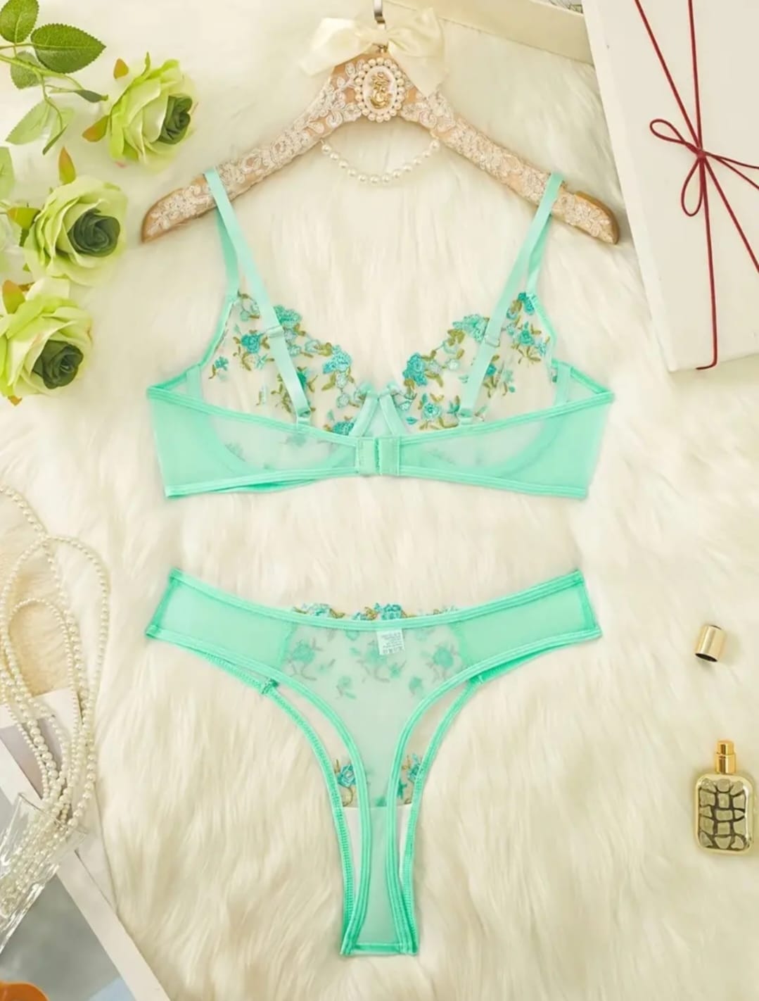 Conjunto Liguero Verde Agua Marina Importado (S-M-L)