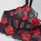Conjunto Liguero Negro Flores Importado (S-M)