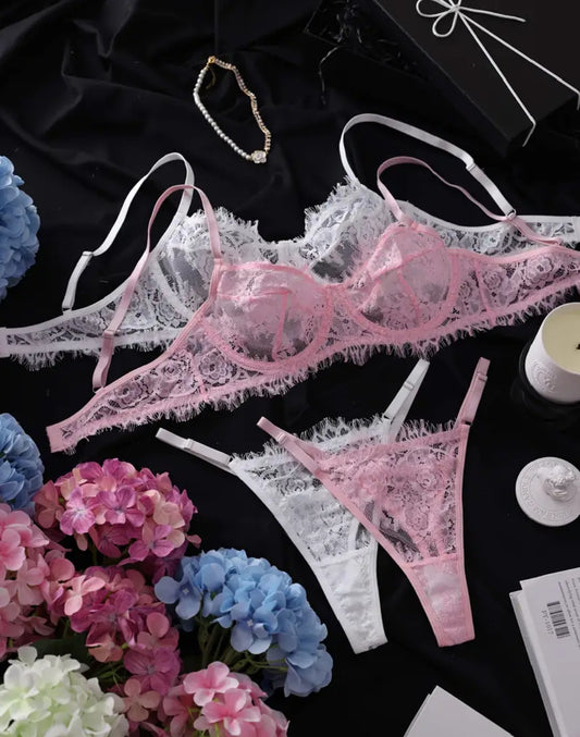 Conjunto talla (s) rosa-blanco