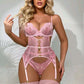 Conjunto ligueros rosa