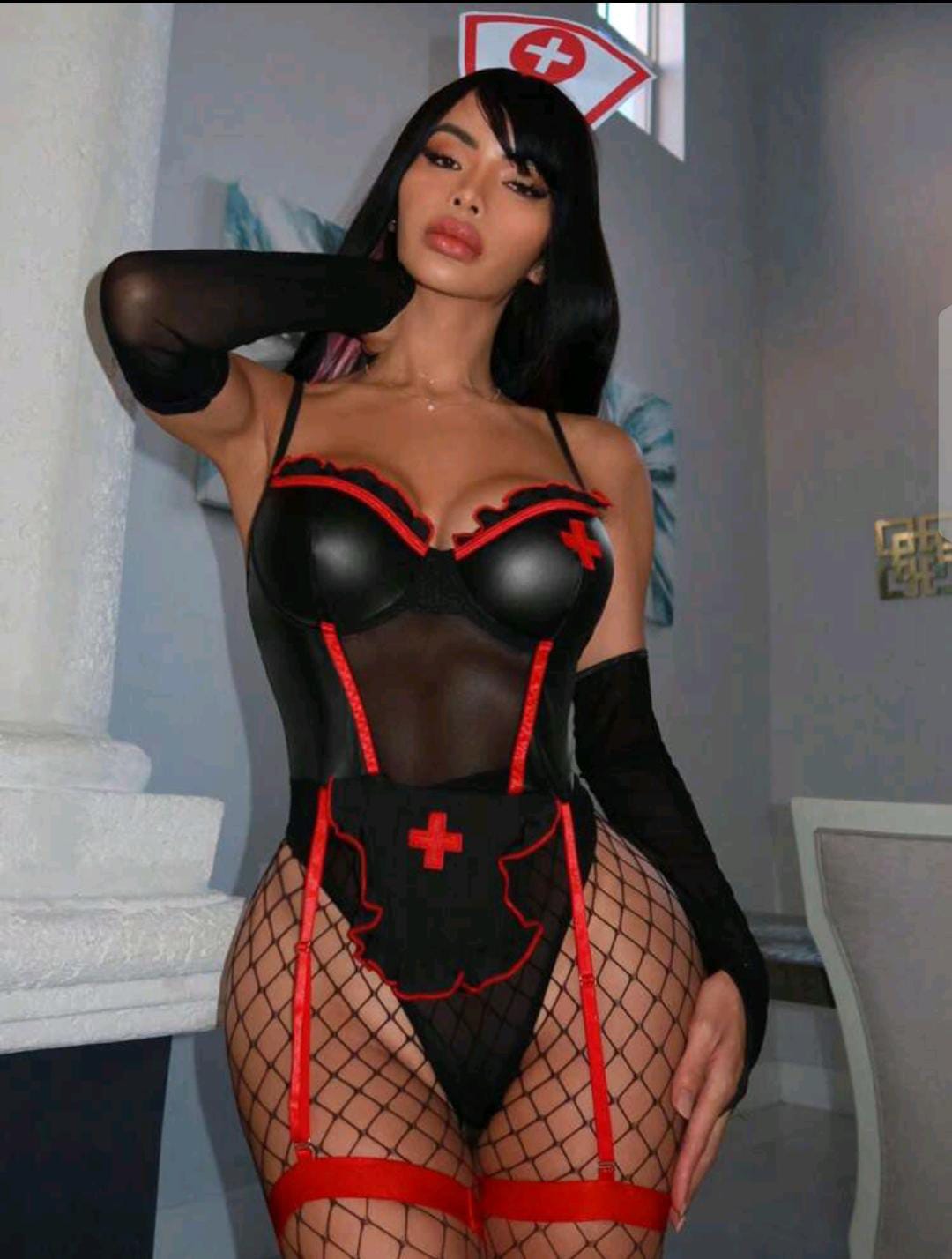 Disfraz enfermera negra en Body talla S