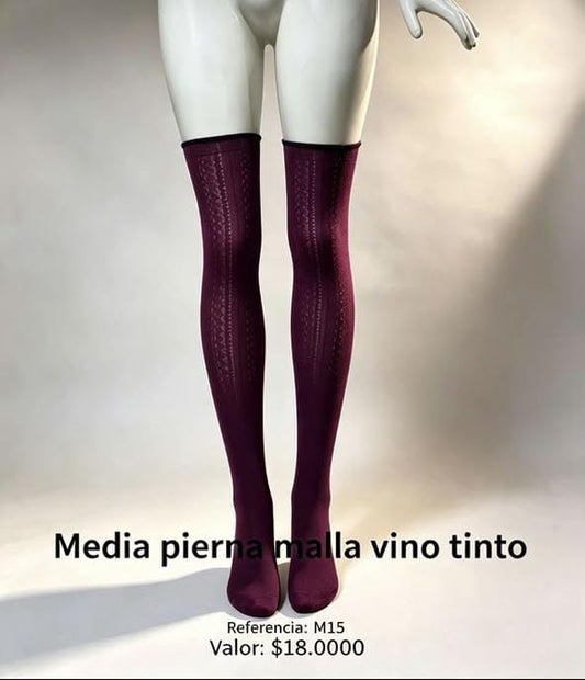 Media pierna malla vinotinto