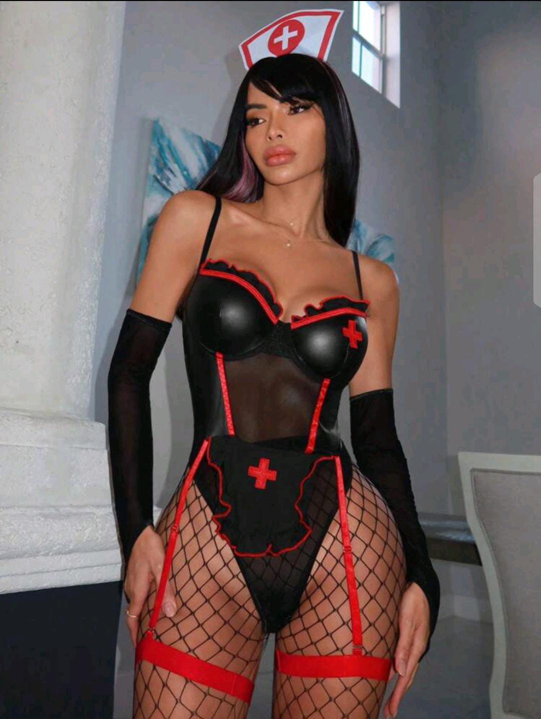 Disfraz enfermera negra en Body talla S