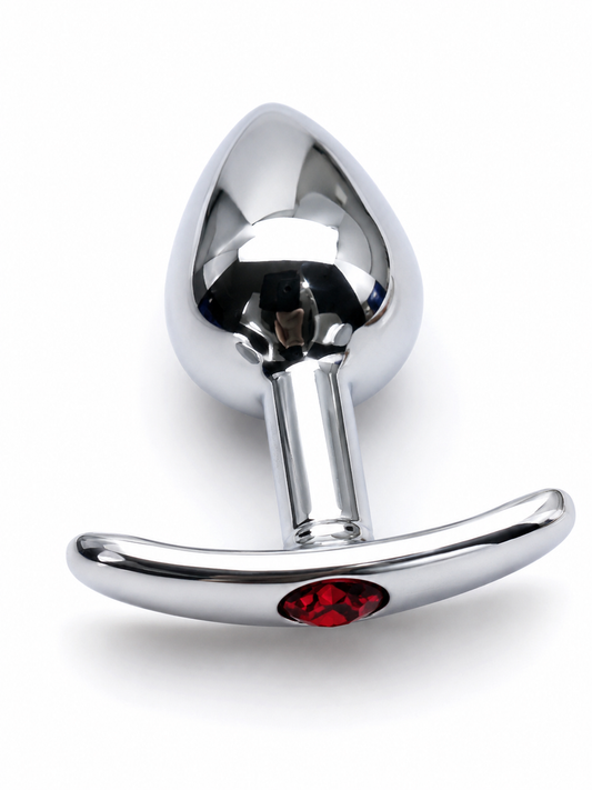 Tapón Anal de Acero Inoxidable con Cristal Rojo. Talla M y S